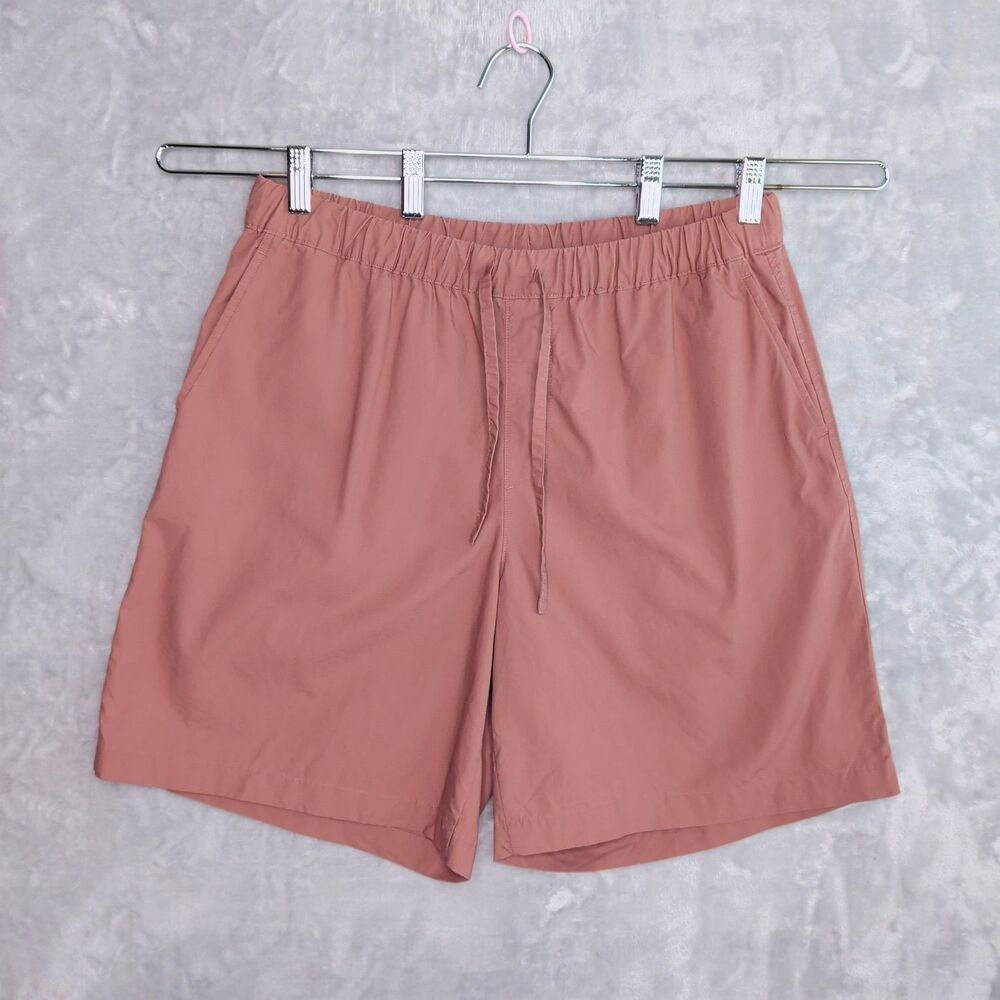 MUJI Smoky Pink Cotton Broadcloth Shorts Size L 7.5" Lounge Beach Casual